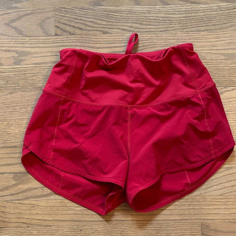 Lululemon Red High Rise Speed Up Shorts- Size 2, 2.5 Inseam